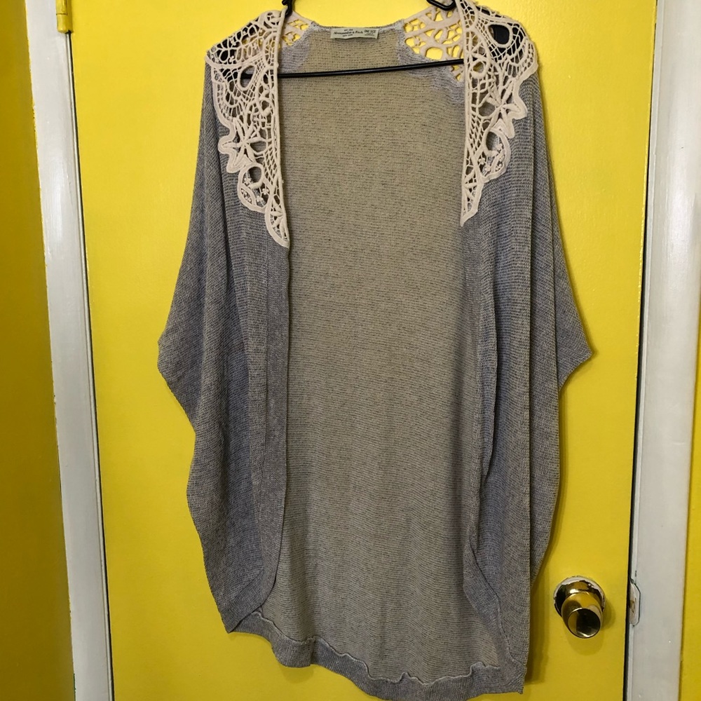 Abercrombie Gray Crochet Cardigan